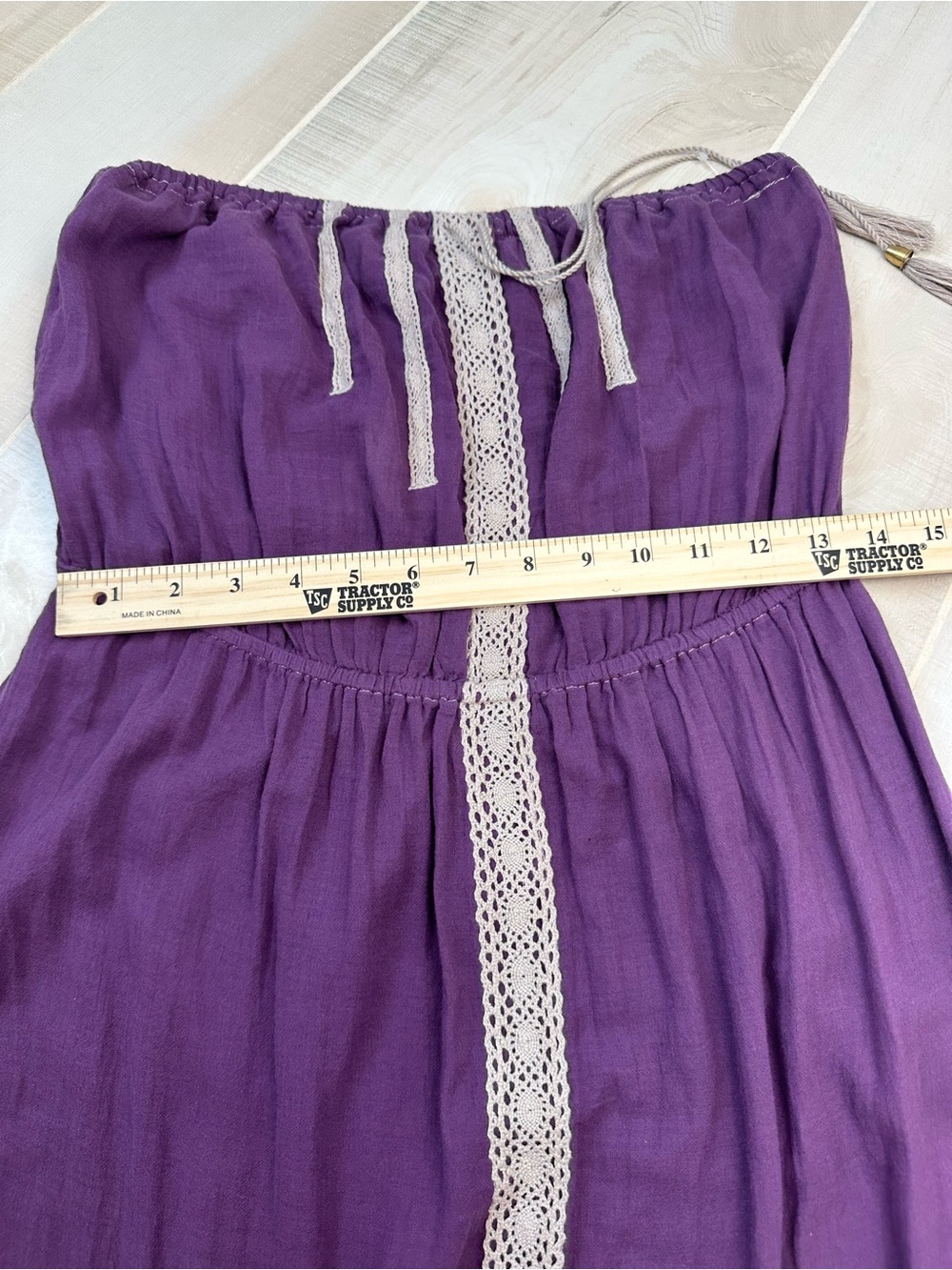 Free People Purple Maxi Strapless Dress with Cream Lace Accents - Picture 3 of 8